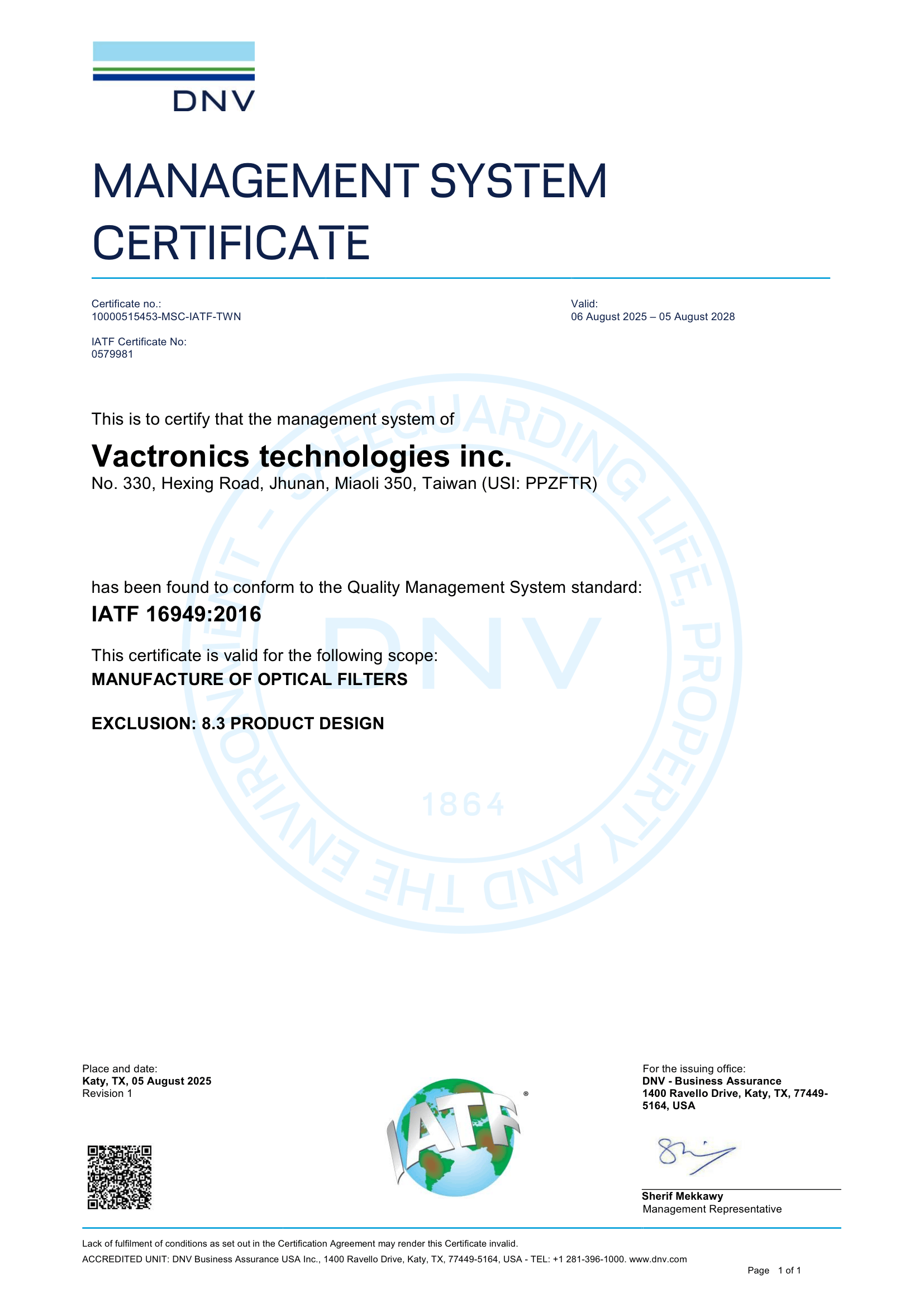 IATF16949 Certificate